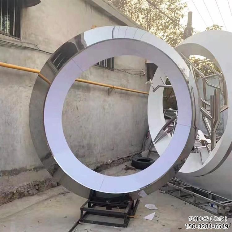 圓環雕塑定制制造，歐式風格，不銹鋼圓環雕塑供給