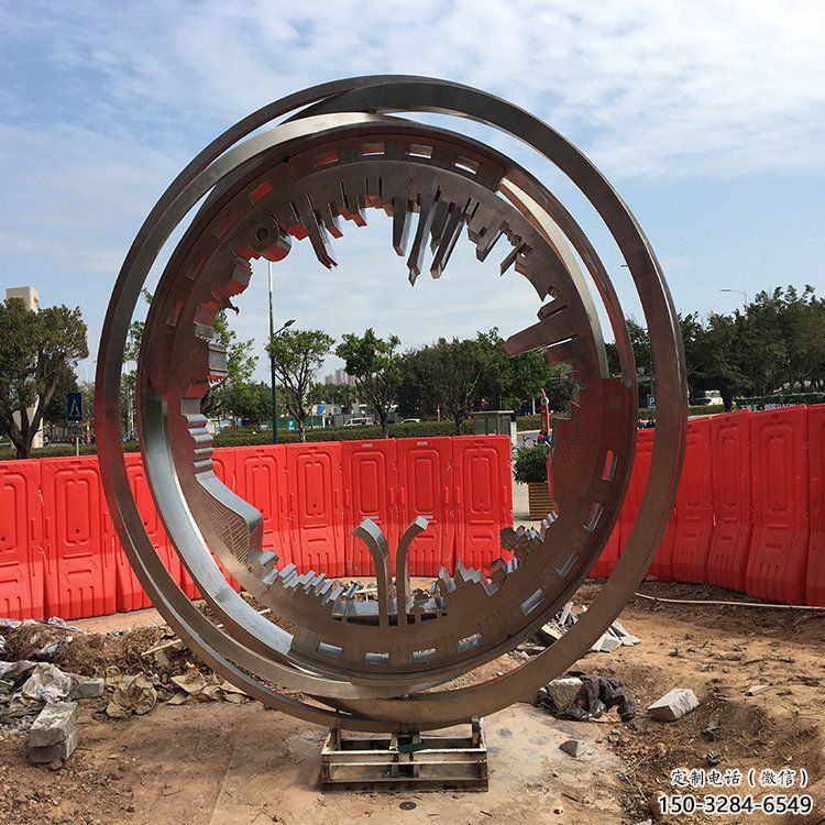 圓環雕塑供求，水景雕塑，不銹鋼圓環雕塑制造商