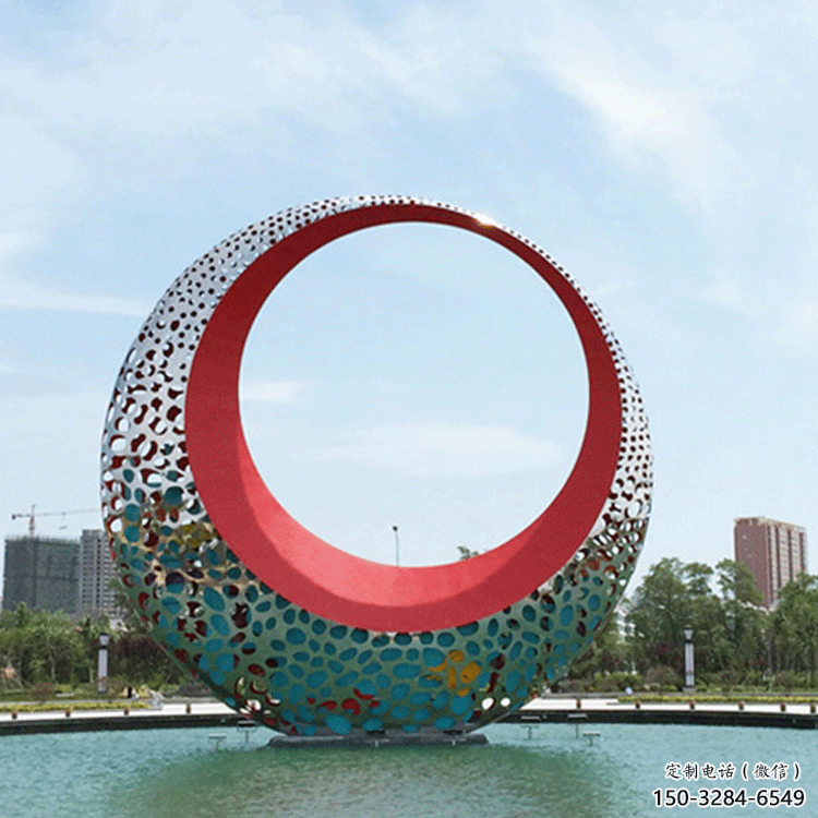 圓環雕塑訂做，街景小品，戶外烤漆圓環雕塑制作