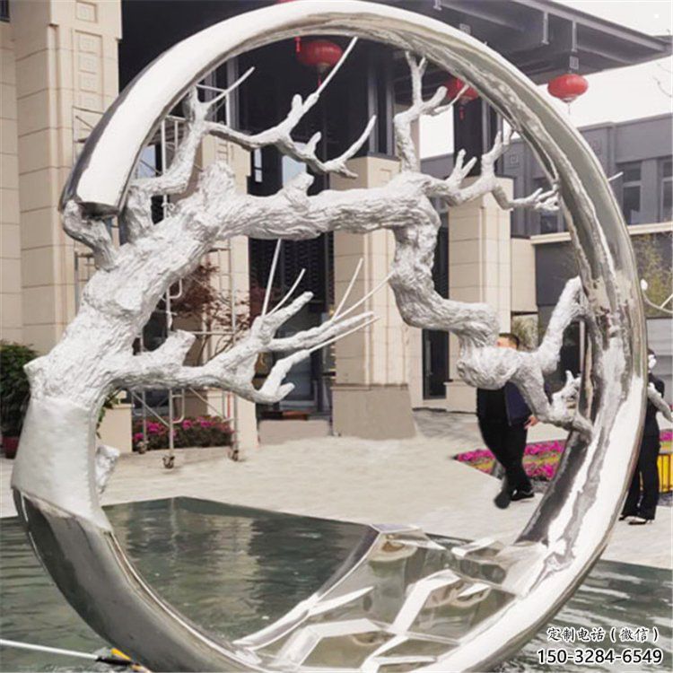 圓環樹雕塑制造商，露天雕塑，不銹鋼圓環樹雕塑訂做