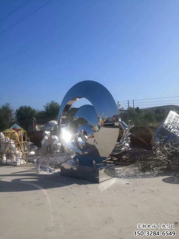 圓環雕塑生產，戶外擺放，不銹鋼圓鏡雕塑精選