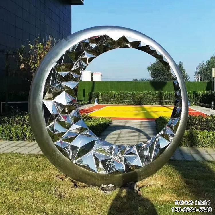 鏡面圓圈雕塑點擊，陸地擺件，不銹鋼圓圈雕塑預定