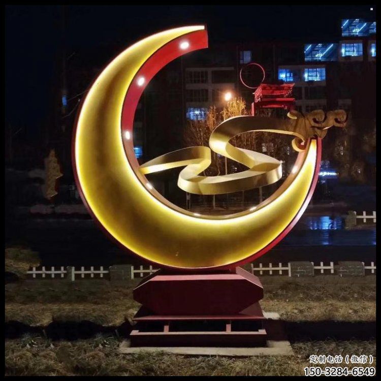 月亮雕塑工廠標準，多彩藝術，景觀鏤空月亮雕塑供應