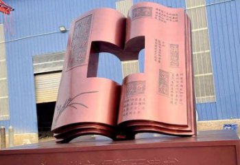 現代銅書籍雕塑，室外軟裝，銅書籍雕塑定制廠家