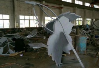 楓葉雕塑承接，鍛造工藝，不銹鋼楓葉雕塑訂做