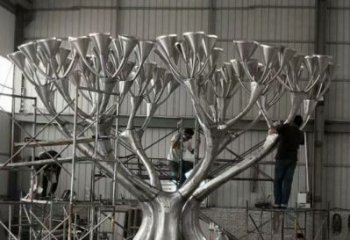 燈光樹雕塑點擊，景觀雕塑，別墅燈光蘑菇樹雕塑制造商