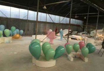 氣球樹雕塑廠家，彩繪構件，玻璃鋼氣球樹雕塑供應