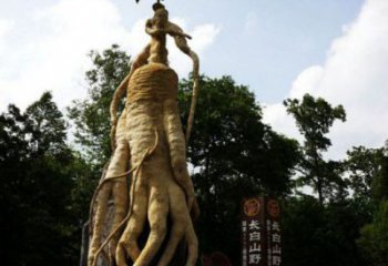 人參雕塑定制，標(biāo)識(shí)雕塑，戶外景觀人參樹雕塑指用