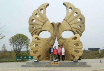 銀杏葉雕塑定制，露天雕塑，不銹鋼銀杏葉雕塑廠家