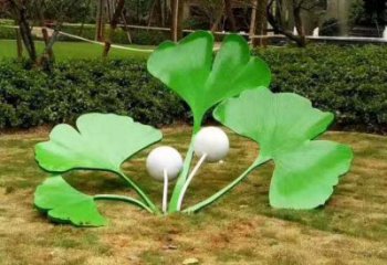 銀杏葉雕塑精選，美陳雕塑，不銹鋼銀杏葉雕塑訂做