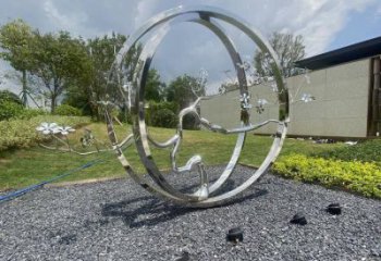 圓環(huán)樹雕塑廠家，標(biāo)識雕塑，不銹鋼圓環(huán)樹雕塑定制