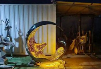 燈光水滴雕塑廠家，抽象理念，不銹鋼環形水滴雕塑