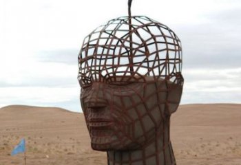 鐵藝人頭像雕塑常用，鋼管組合，鏤空抽象人頭像雕塑定價