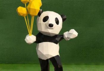 烤漆熊貓雕塑制造商，室外軟裝，卡通熊貓雕塑制作廠家