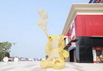 大型熊貓雕塑制作，花園小品，鏤空熊貓雕塑廠家