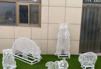戶外熊貓雕塑通用，多彩藝術，景觀鏤空熊貓雕塑供應