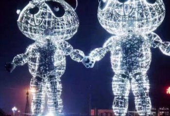 熊貓雕塑供求，白鋼構件，彩色鏤空熊貓雕塑廠家