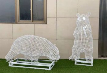 熊貓雕塑精選，街頭藝術，公園鏤空熊貓雕塑承接