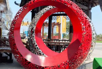 雙環(huán)雕塑精品，白鋼構(gòu)件，別墅不銹鋼雙環(huán)雕塑供求