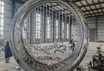 雕塑圓環批發，校園雕塑，抽象烤漆圓環雕塑定價