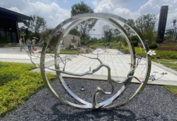 圓環樹雕塑選定，美陳雕塑，不銹鋼圓環樹雕塑定做