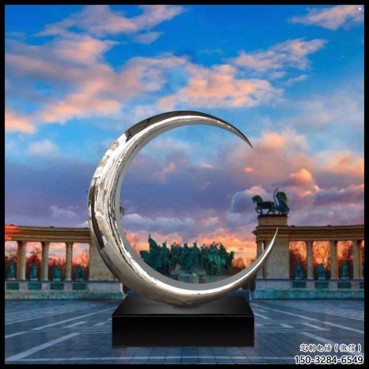 月牙雕塑精選，露天雕塑，景觀鏤空月牙雕塑訂做