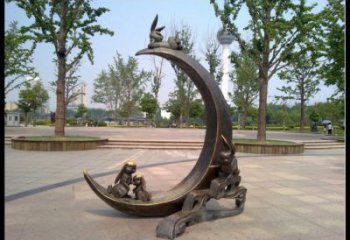 金屬月亮雕塑制造商，鋼管組合，不銹鋼月亮雕塑優(yōu)選