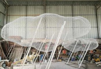 鏤空云朵雕塑，編織工藝制作，金屬景觀雕塑