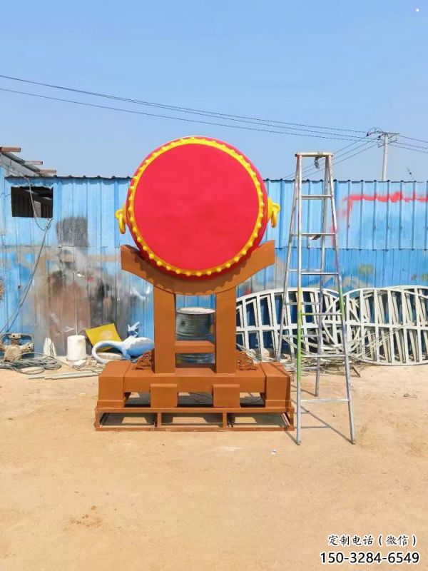 鑼鼓雕塑制作，村標概念，鍛鋼不銹鋼鑼鼓雕塑專供