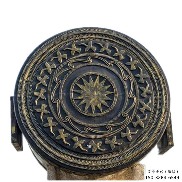 銅鼓雕塑專供，校園雕塑，小區(qū)銅鼓雕塑標準