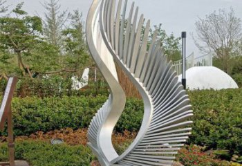 小區翅膀雕塑，拉絲景觀雕塑，抽象效果