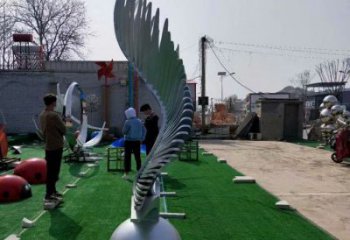 校園翅膀雕塑，拉絲景觀雕塑，抽象主題
