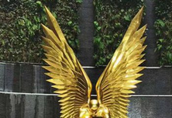 藝術(shù)鳥翅雕塑觀賞型，街景小品，不銹鋼鳥翅雕塑常用