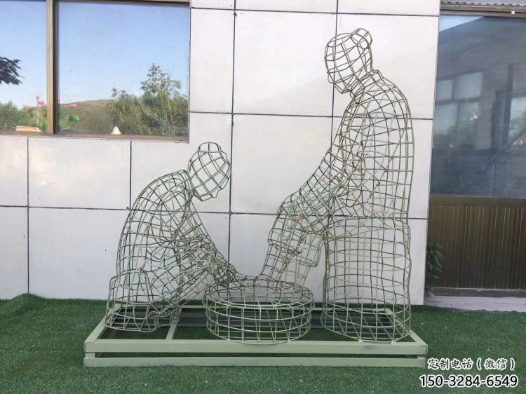 南平鏤空洗腳雕塑制作，園林裝飾，鐵藝孝道人物雕塑
