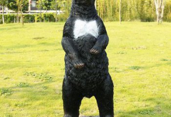 馬鞍山街道黑熊雕塑，仿真動物雕塑，古銅效果