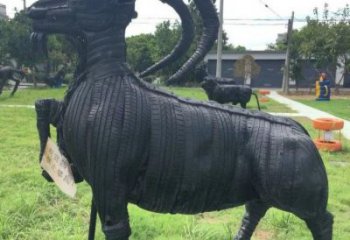 酒泉輪胎山羊雕塑供應，公園雕塑，鑄銅輪胎羊雕塑供求
