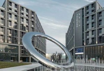 梧州水簾圓環雕塑，直噴式旱地水景噴泉雕塑