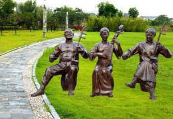 銅仁拉二胡雕塑點(diǎn)擊，景觀雕塑，別墅民俗人物雕塑供求