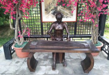 云巖彈古箏雕塑廠家，景觀概念，民俗人物雕塑通用