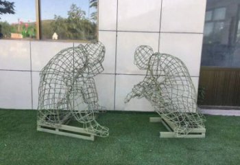 保定鏤空下棋雕塑供需，廣場雕塑，鐵藝民俗人物雕塑選用