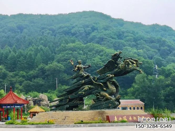 遼源夸父逐日雕塑，鑄銅神話人物雕塑