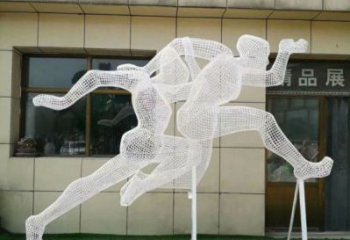 郴州鏤空跨欄雕塑制造商，透雕雕塑，鐵藝體育人物雕塑供給