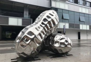 四平花生雕塑制造，白鋼構(gòu)件，不銹鋼花生雕塑提供