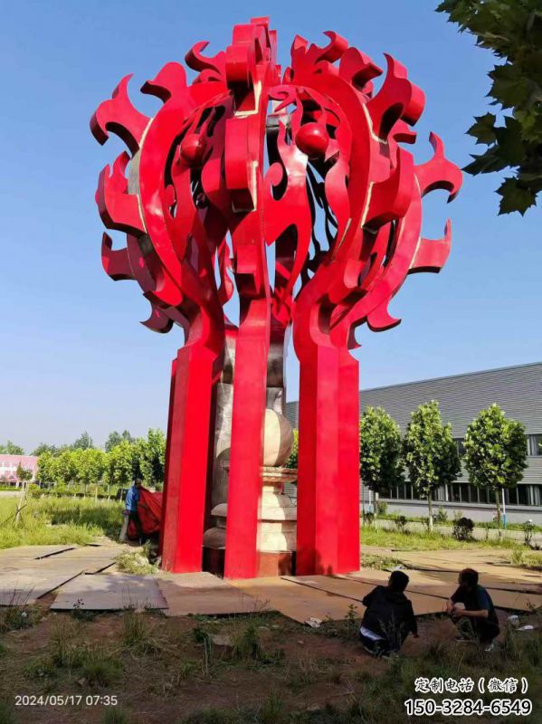 青銅峽火球雕塑，精神堡壘火球雕塑落地展示
