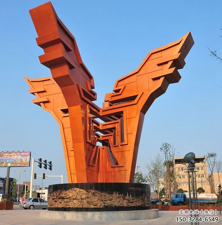 興慶城市精神堡壘雕塑，抽象建筑元素，廣場景觀雕塑小品