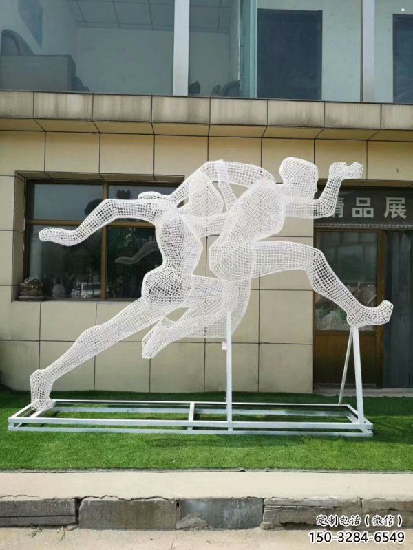 平羅鏤空跨欄雕塑制造商，透雕雕塑，鐵藝體育人物雕塑供給