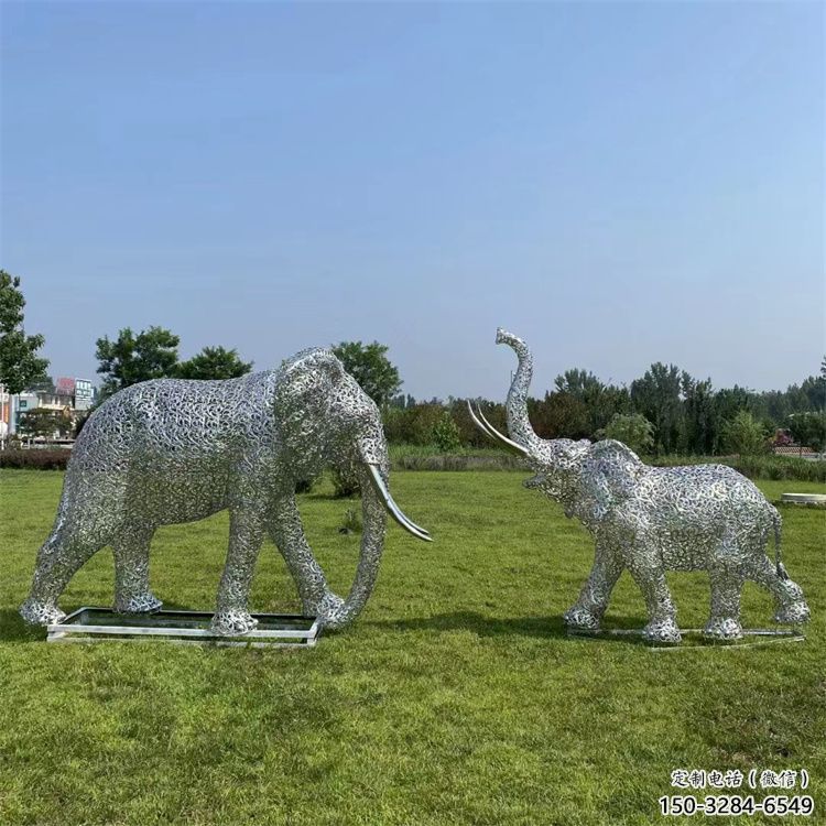城西鏤空大象雕塑制造商，動物擺件，透雕大象雕塑定制