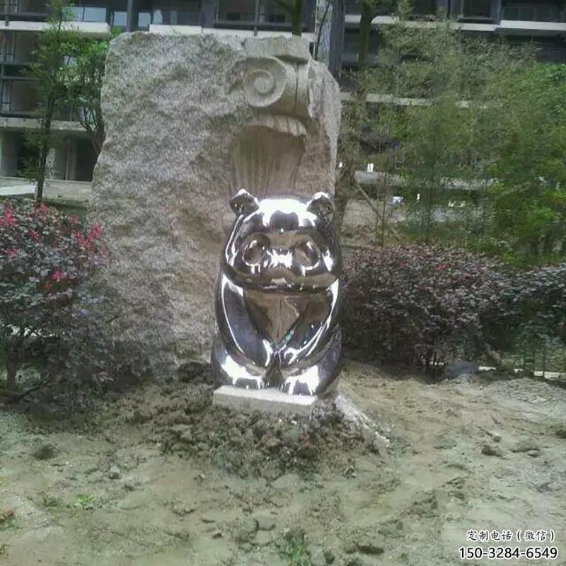 東營熊貓雕塑服務(wù)商，動物美陳雕塑，不銹鋼熊貓雕塑廠家