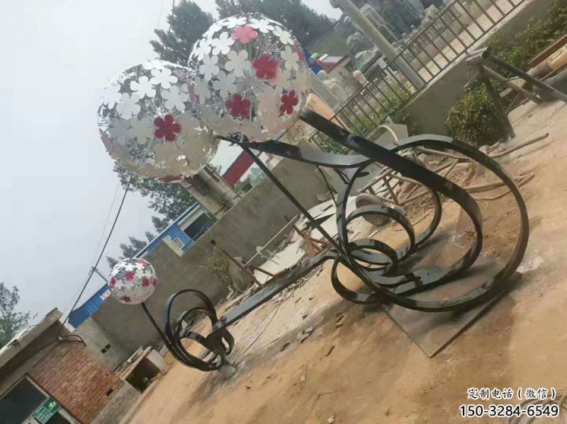 晉中大型蒲公英坐凳雕塑，現代元素設計，不銹鋼坐凳雕塑