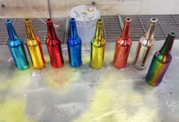 賀蘭公園啤酒瓶雕塑定價，村標概念，玻璃鋼啤酒瓶雕塑選用